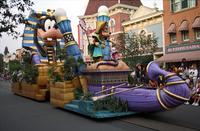 Goofy as a pharaoh during the World According to Goofy Parade in Disneyland, Anaheim, California