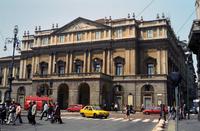 Exterior of the Teatro alla Scala opera house in Piazza della Scala, Milan, Italy