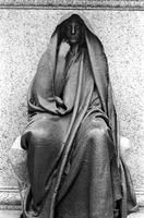 Alternate view of the Adams Memorial and Grief statue by Augustus Saint-Gaudens at the Rock Creek Cemetery, Washington, D.C.