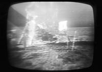 Television broadcast of the Apollo 11 mission split screen, 20 July 1969
