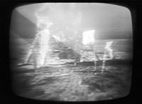 Television coverage of the Apollo 11 mission split screen, 20 July 1969