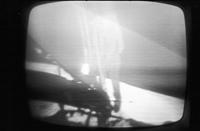 Photograph of television broadcast of the Apollo 11 moon landing, 20 July 1969