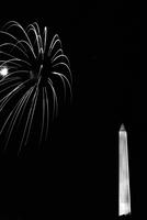 Fireworks going off near the Washington Monument, Washington, D.C.