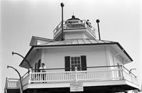 Alternate view of Richard Striner on Hooper Strait Lighthouse between Hooper and Bloodsworth Islands in Maryland