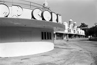 Partial view of the pop corn sign on the arcade building at Glen Echo Park, Glen Echo, Maryland