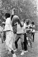 Children playing with ball at the Potomac School as part of the Adams-Morgan Community Council's Potomac Summer Project, McLean, Virginia
