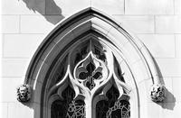 Arched stained glass window from the exterior of the Washington National Cathedral (1977)