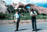 Richard Striner and Bruce Salan in front of Window Rock, Arizona (1967)