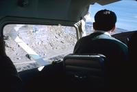 Cockpit of a small airplane flying over the Navajo Reservation (1966)