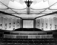 Theatre seating and screen inside the Reed Theatre, Alexandria, Virginia
