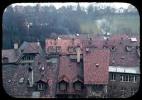 Aerial view of row house rooftops, Berne, Switzerland