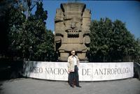 Herb Striner posing in front of the entrance to the Museo Nacional de Antropología, Mexico City, Mexico