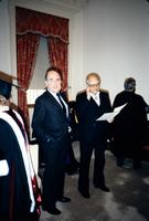 Acclaimed cellist and conductor Mstislav Rostropovich is honored at a small reception at American University, Washington, D.C.