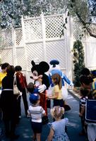 Mickey Mouse and Donald Duck greet visitors in Disneyland, Anaheim, California