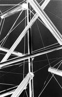 Close-up detail of a metal and wire sculpture by Kenneth Snelson