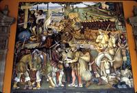 Diego Rivera mural depicting the arrival of Cortes, National Palace, Mexico City, Mexico